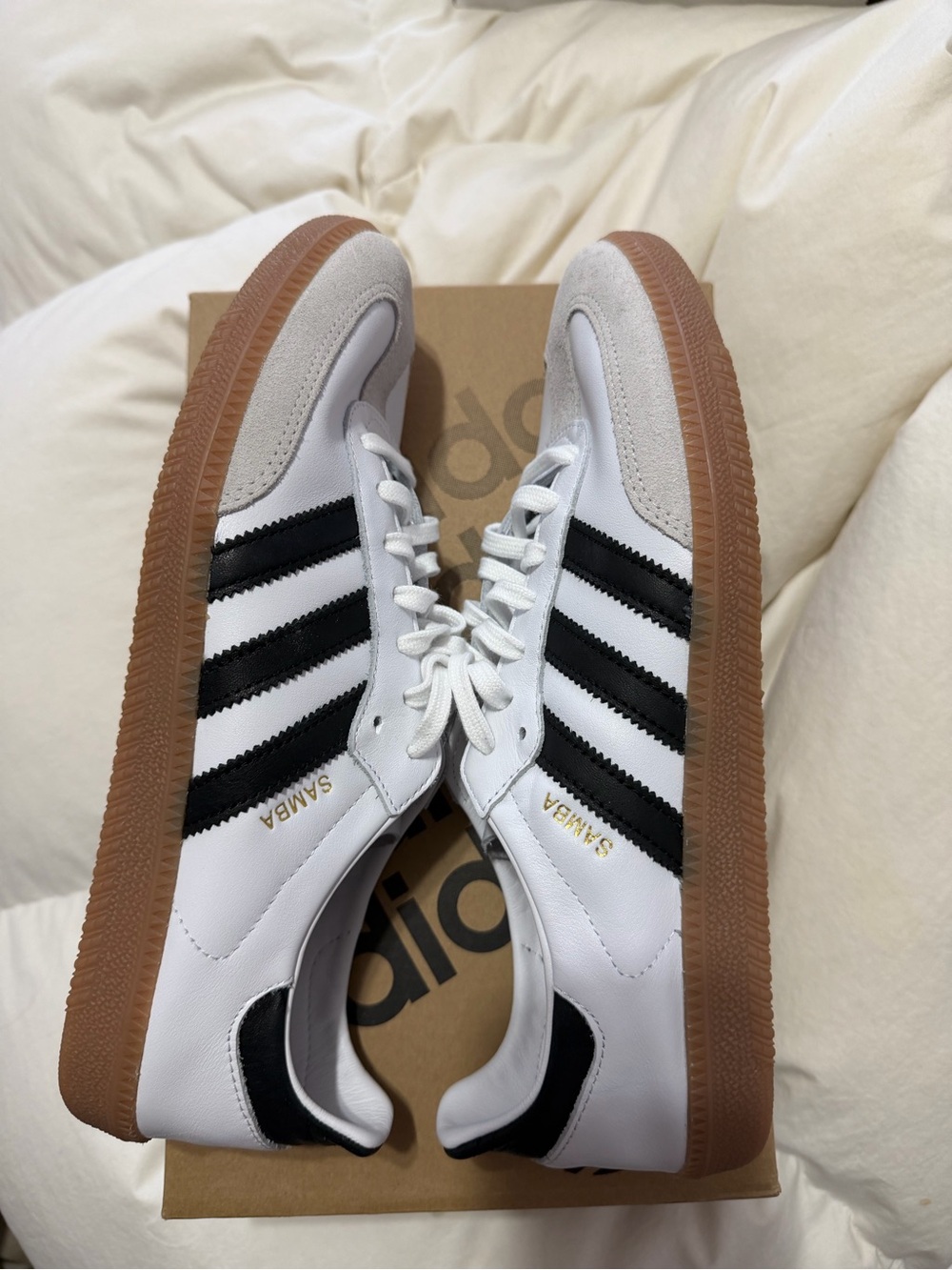 Adidas Samba Decon White and Black Samba Sneakers with Gum Sole - Picture 6 of 8